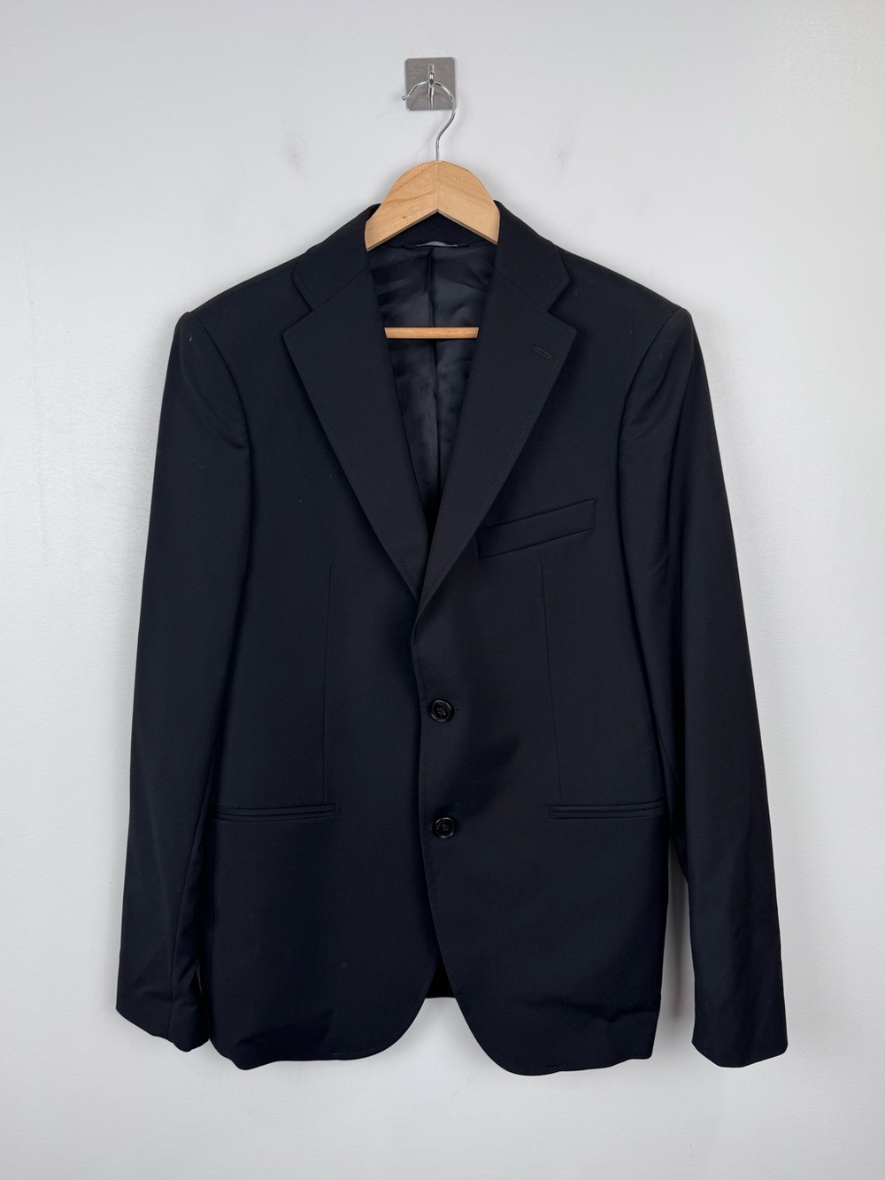 NWOT Bally Switzerland Men Black Wool Blend Blazer Suit Jacket Size 38